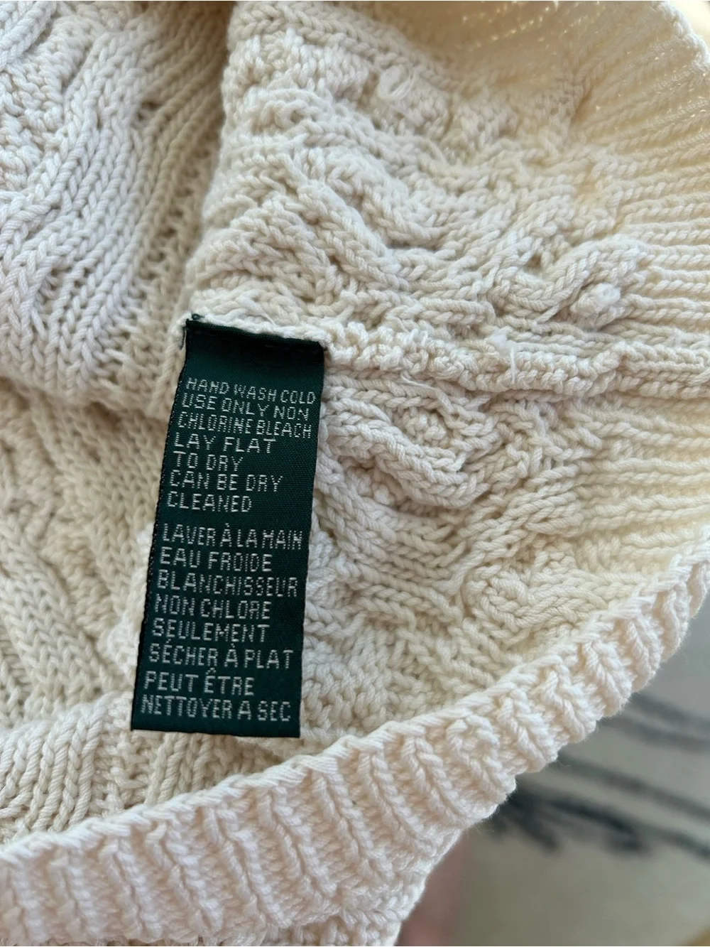 Lauren Ralph Lauren Ivory Cable Knit Scoopneck Sweater - Picture 5 of 5